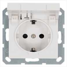 Изображение Розетка SCHUKO© с крышкой и защитными шторками 16A 250V~ 2P+T, цвет белый глянцевый