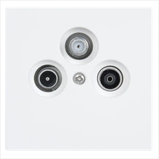 Изображение Розетка TV+FM+SAT Φ9.5mm проходная с накладкой, цвет Белый матовый (soft touch)